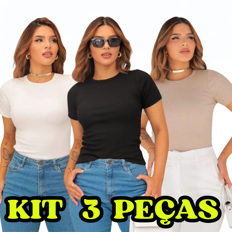 Kit 3 Blusas Caneladas: Verão Confortável!