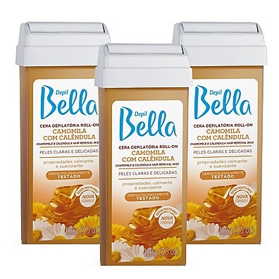 Kit 3 Ceras Roll-on Camomila e Calêndula Depil Bella