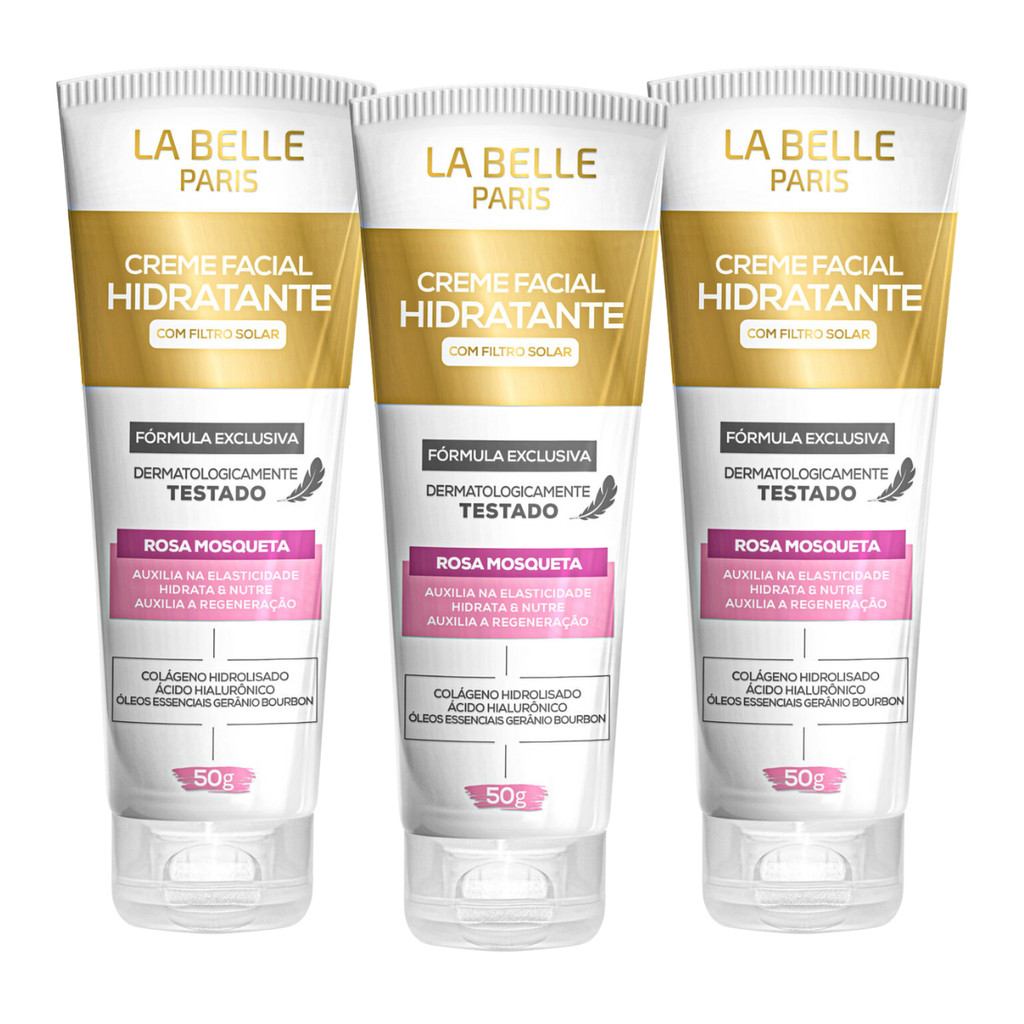 Kit 3 Cremes La Belle Paris com FPS: Hidratação e Proteção Solar