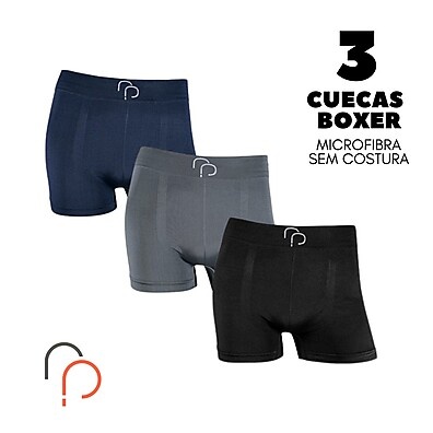 Kit 3 Cuecas Boxer Sem Costura em Microfibra RP – Conforto e Qualidade