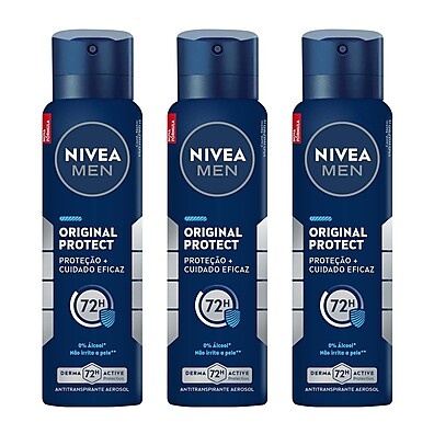 Kit 3 Desodorantes Nívea Men Protect 150ml: 48h de Proteção