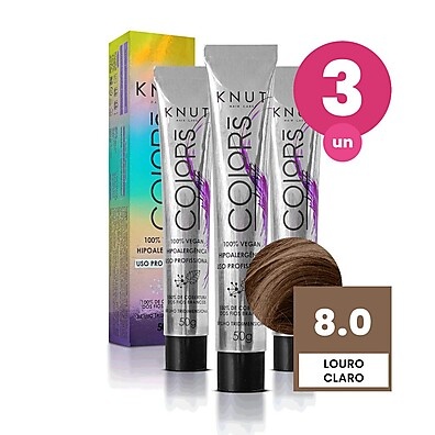 Kit 3 Knut Colors Louro Claro: Tinta Vegana e Hipoalergênica