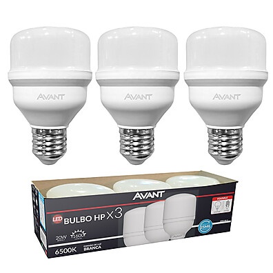 Kit 3 Lâmpadas LED Avant 20W Branca Fria 6500K
