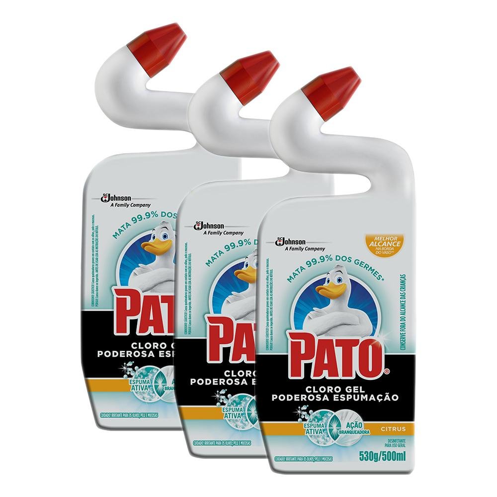Kit 3 Limpadores Pato Cloro Gel Ativo Citrus: Limpeza Profunda com Espumação