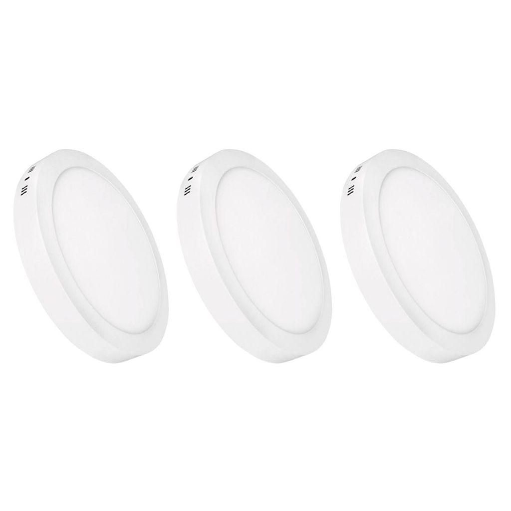 Kit 3 Luminárias Painel LED Redondo 12W Bivolt - Iluminação Moderna