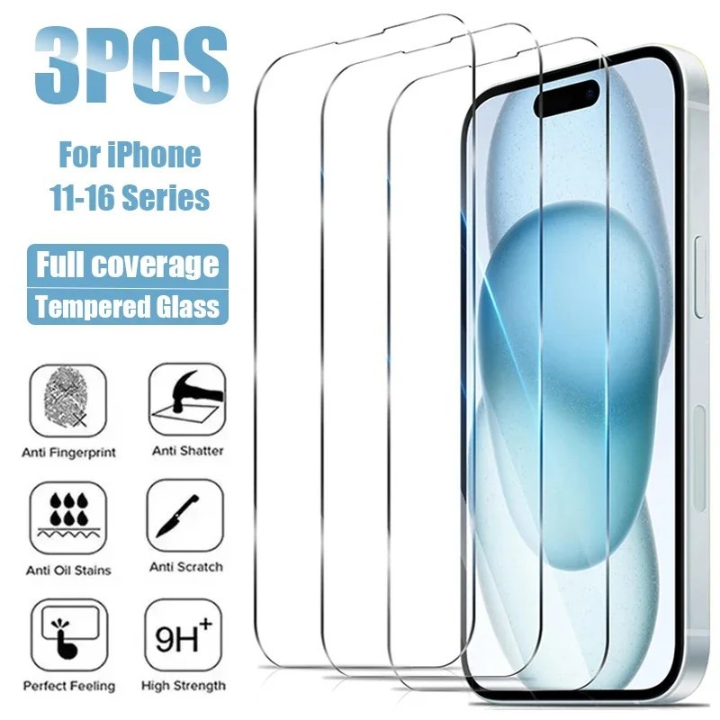 Kit 3 Películas Vidro Temperado HD para iPhone 11 ao 16