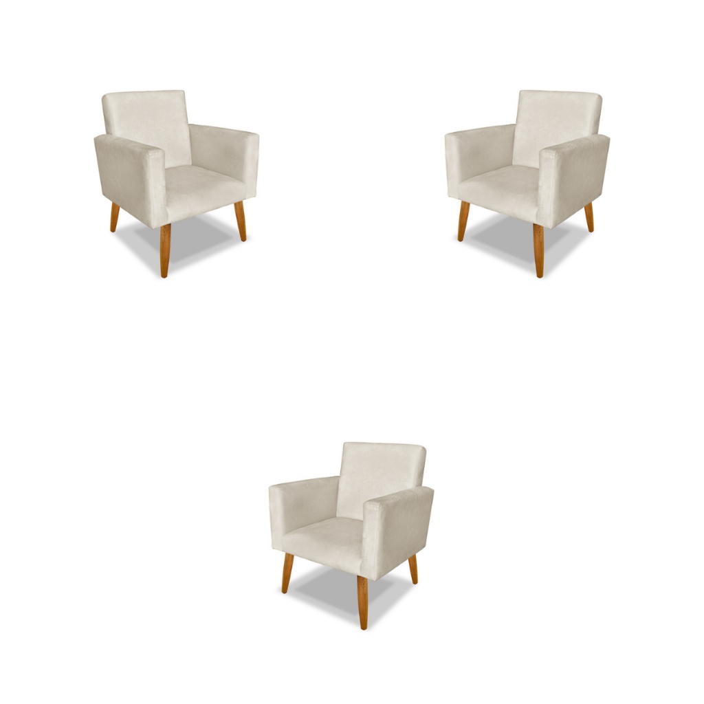 Kit 3 Poltronas Nina: Elegância e Conforto