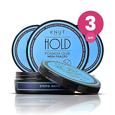 Kit 3 Pomadas Capilares Knut Hold Glue 40g – Estilo Matte com Fixação Forte