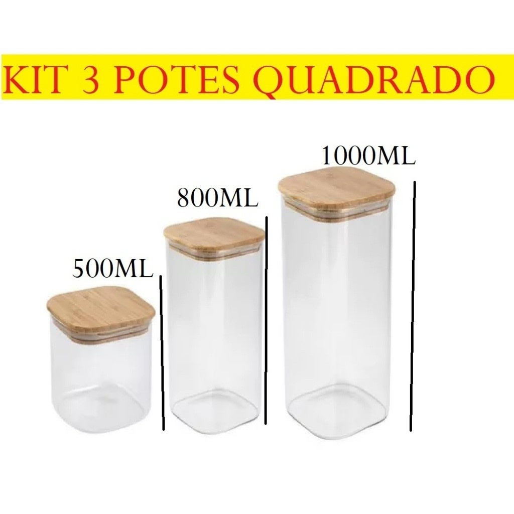 Kit 3 Potes Acrílico: Organização e Frescor Garantidos!
