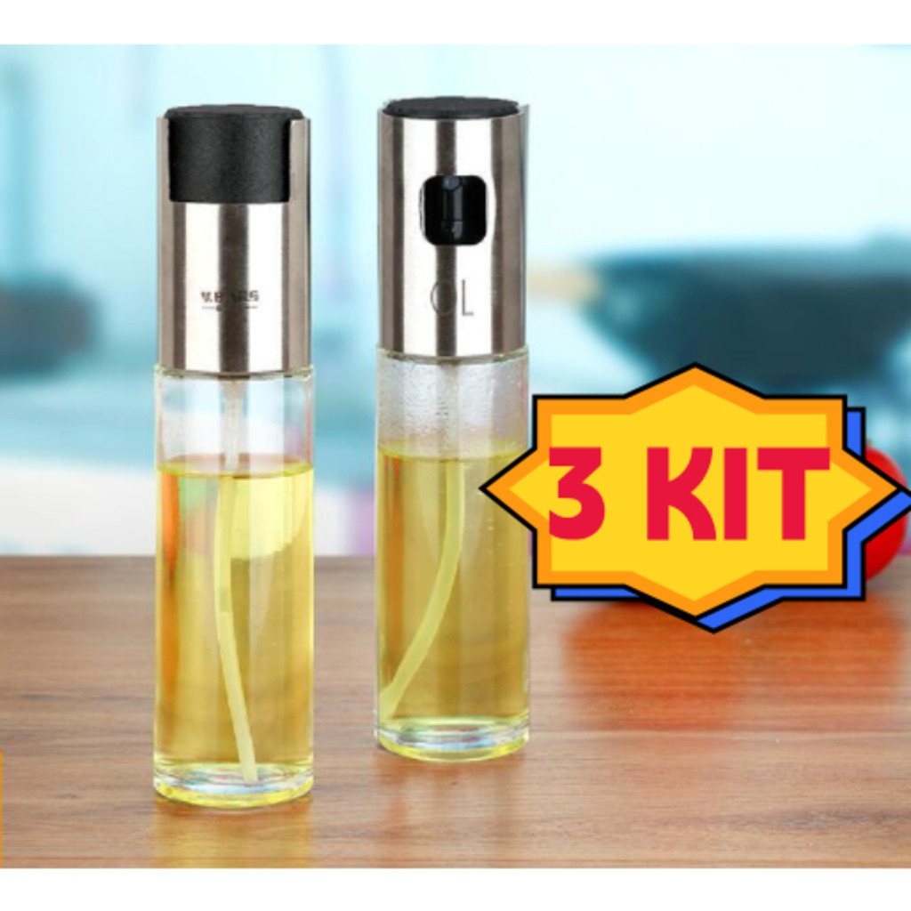 Kit 3 Pulverizadores de Vidro para Azeite e Vinagre – Prático e Versátil
