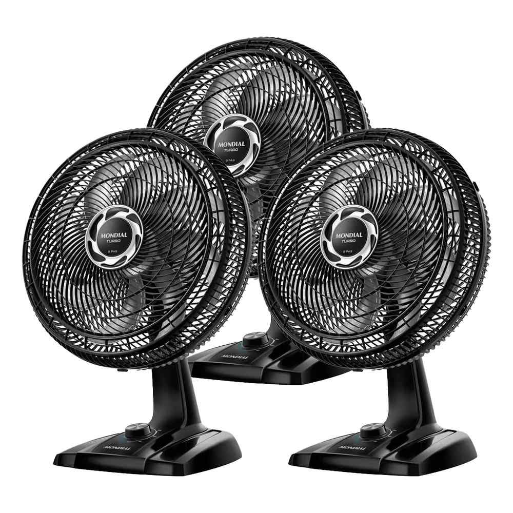 Kit 3 Ventiladores Turbo 40cm: Refresque com Potência!