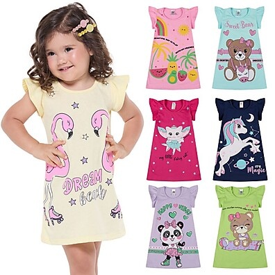 Kit 3 Vestidos Bebê Menina Verão - Algodão e Estampas Fofas