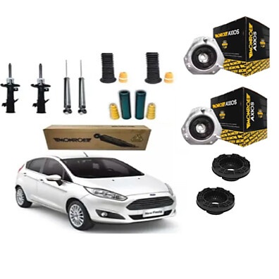 Kit 4 Amortecedores Monroe + Coxim Axios para New Fiesta 2010 a 2019