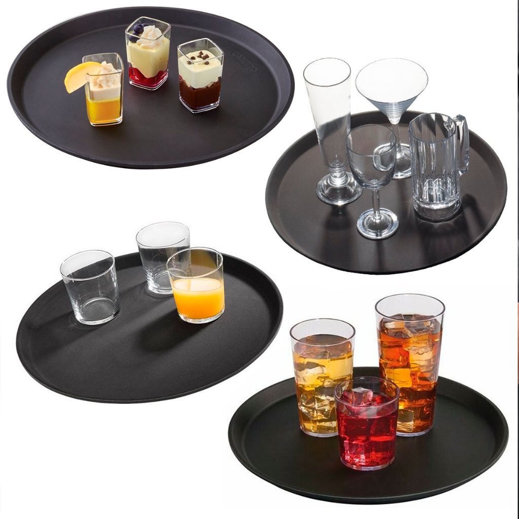 Kit 4 Bandejas Redondas Garçom Antiderrapante 40cm: Segurança e Eficiência no Atendimento