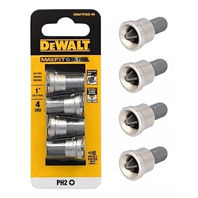 Kit 4 Bits Phillips PH2 com Limitador para Drywall DeWalt