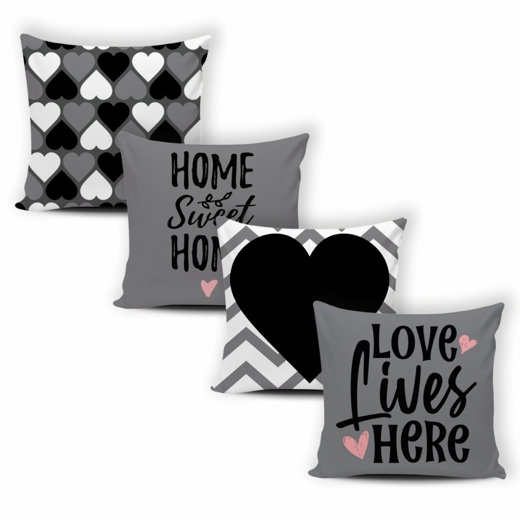 Kit 4 Capas de Almofada 42x42 cm Estampas Modernas Luxo