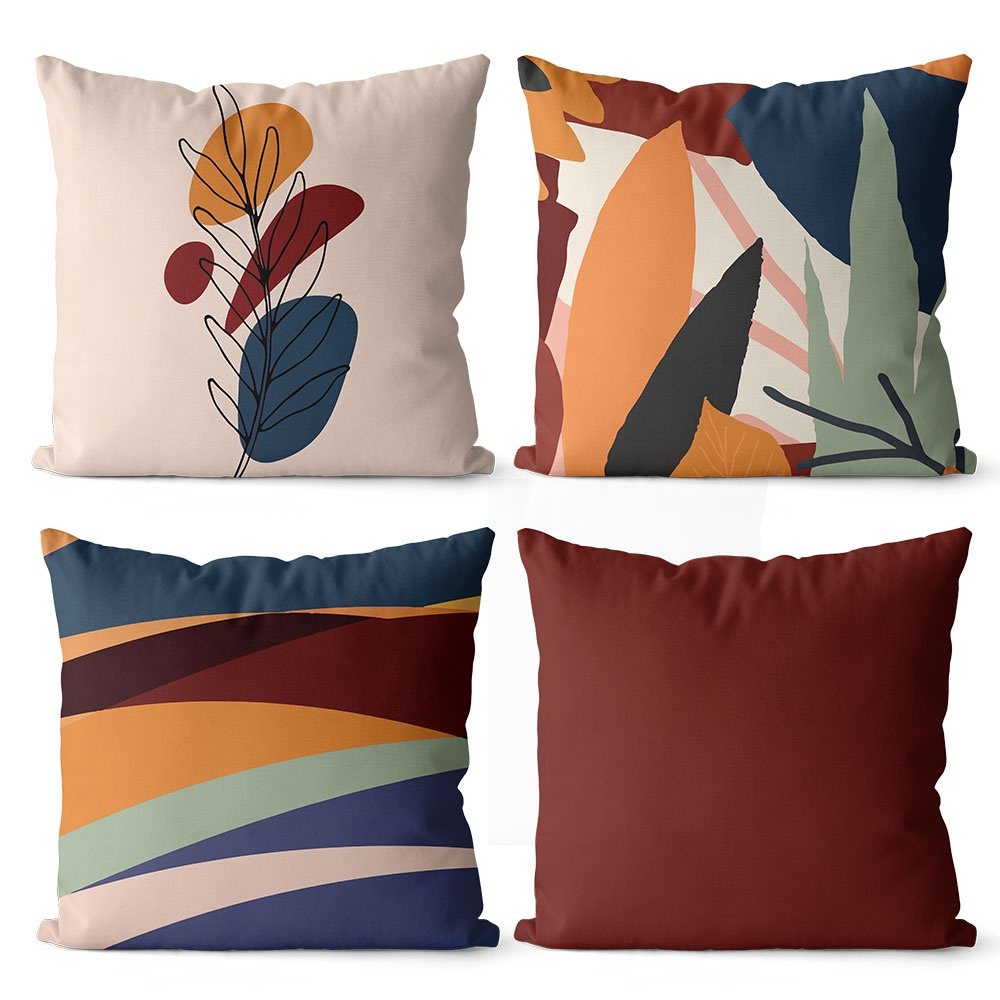 Kit 4 Capas de Almofadas Floral Moderna 42x42 – Decore com Estilo