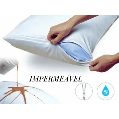 Kit 4 Capas Impermeáveis de Travesseiro com Zíper Antiácaro - Proteção Total