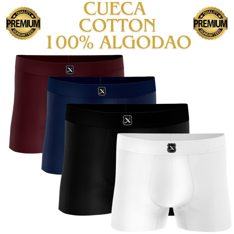 Kit 4 Cuecas Box Boxer 100% Algodão