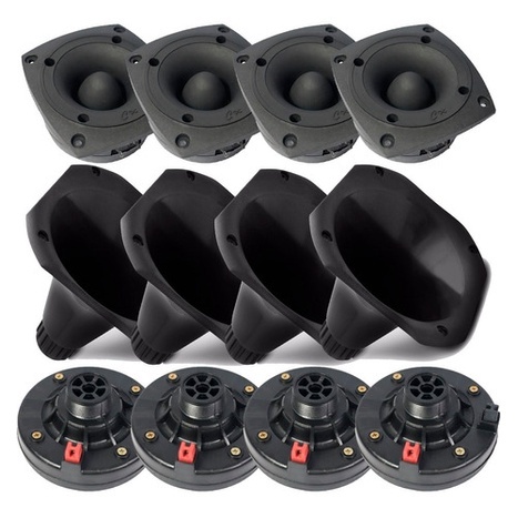 Kit 4 Drivers + 4 Tweeters + 4 Cornetas 800W: Som Profissional de Alta Definição