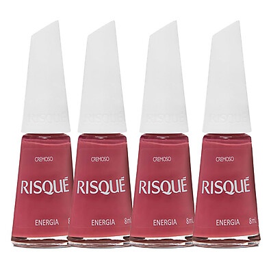 Kit 4 Esmaltes Risqué Rosas Cremosos Energia: Brilho e Cor para Seus Momentos