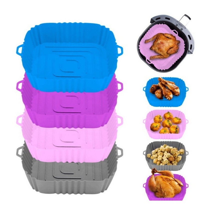 Kit 4 Formas de Silicone para Air Fryer Antiaderente