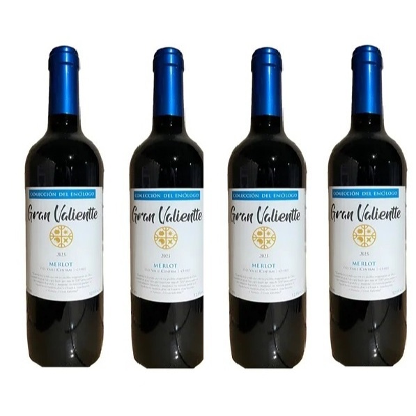 Kit 4 Garrafas de Vinho Chileno Gran Valientte Merlot 750ml