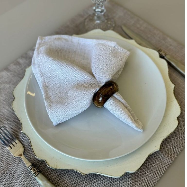 Kit 4 Guardanapos 40x40cm Linho Misto com Bainha