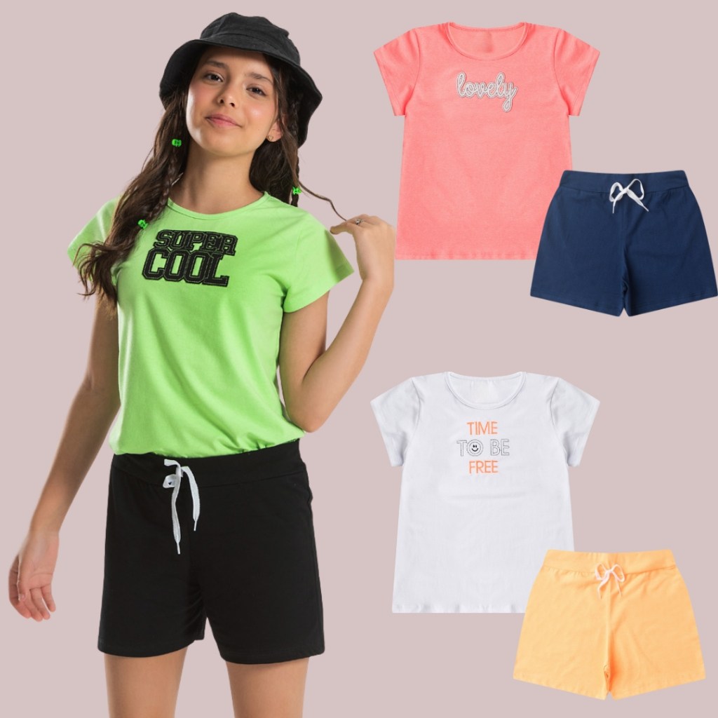 Kit 4 Peças Verão Menina: Estilo e Conforto!