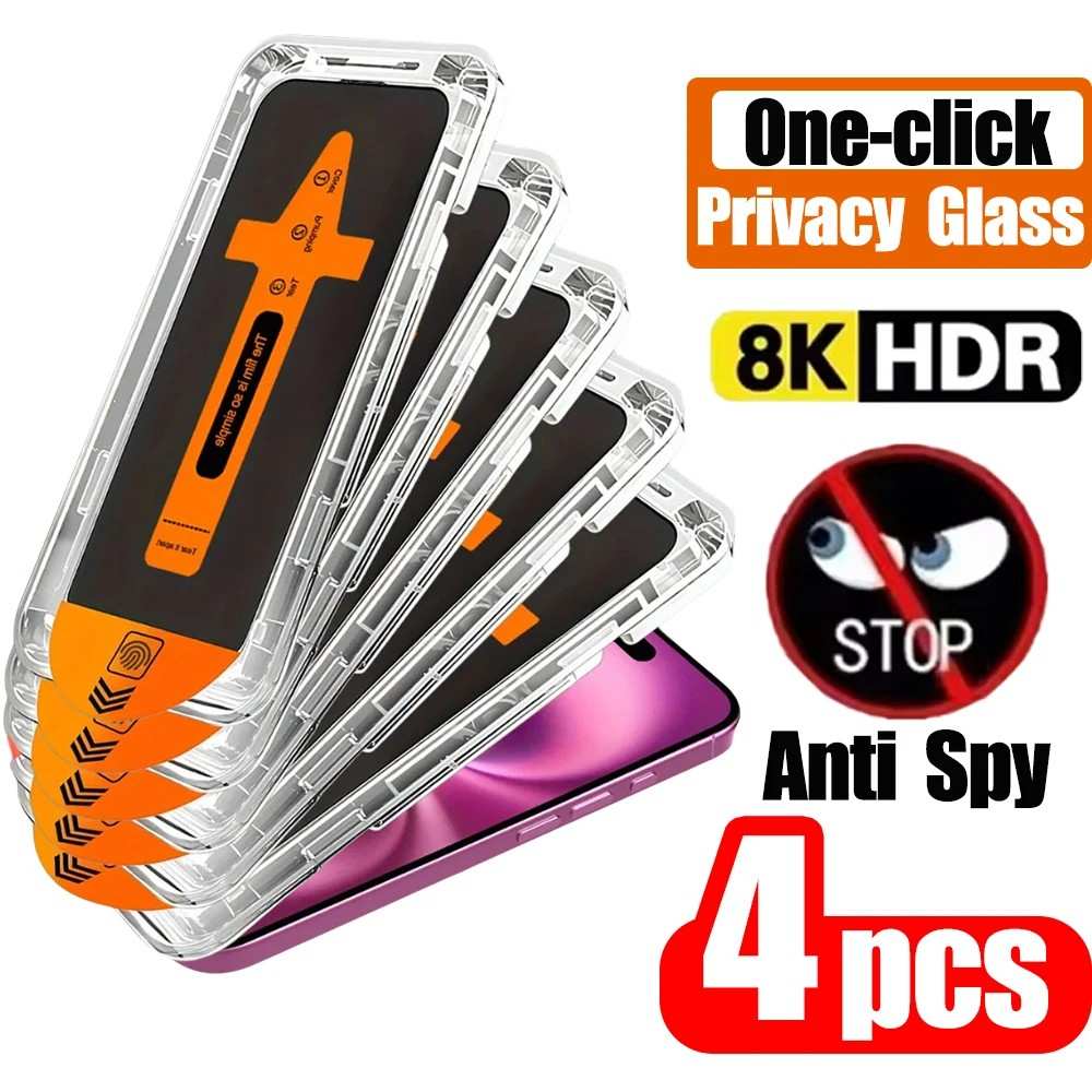 Kit 4 Películas de Privacidade iPhone Anti-Espião + Aplicador Fácil