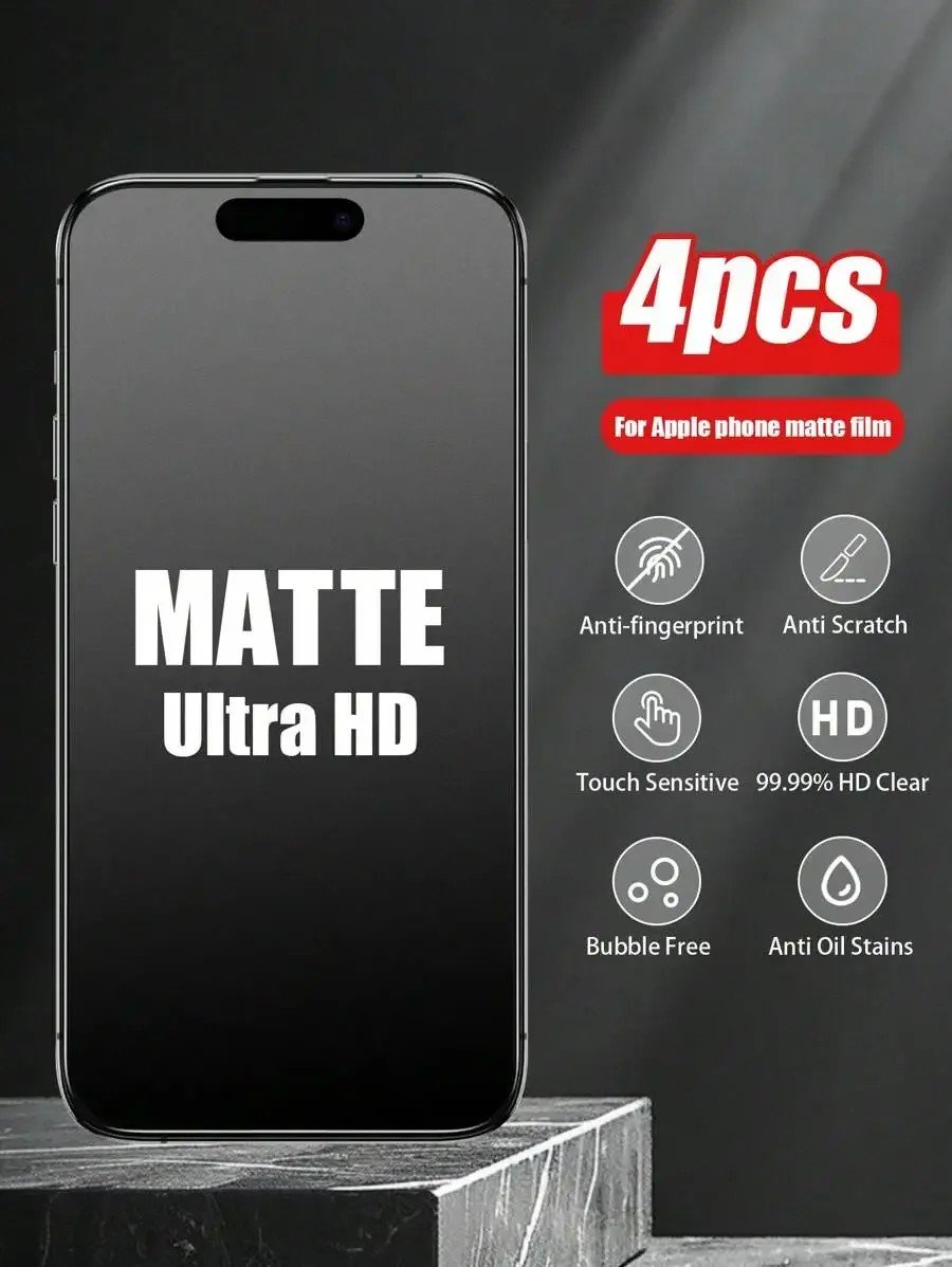 Kit 4 Películas de Vidro Fosca iPhone: Proteção Anti-Reflexo