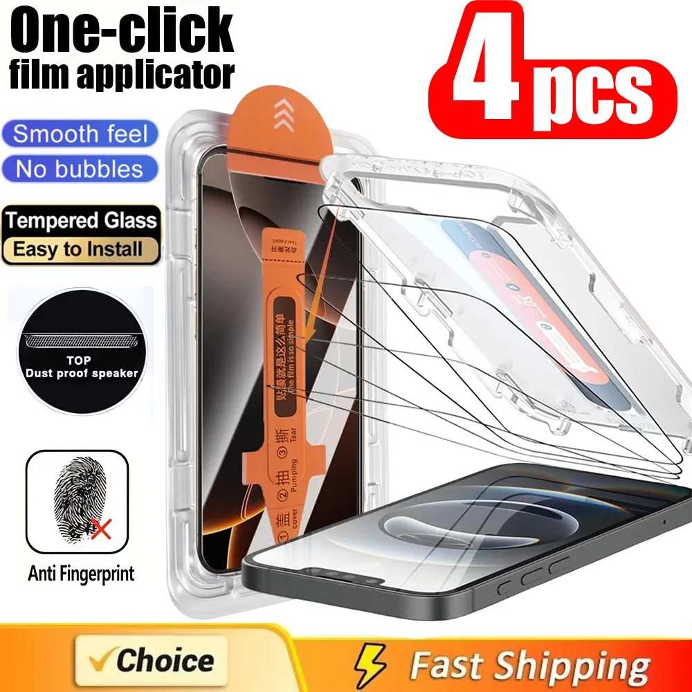 Kit 4 Películas de Vidro HD iPhone + Aplicador Automático