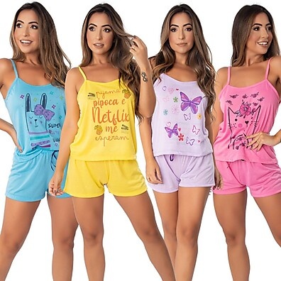 Kit 4 Pijamas Baby Dool Malha Short Dool – Conforto e Estilo
