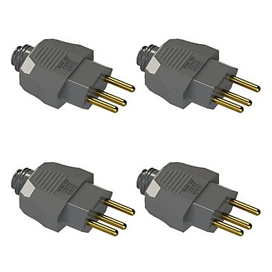Kit 4 Plugues Machos 20A 250V Cinza Axial – Segurança e Durabilidade