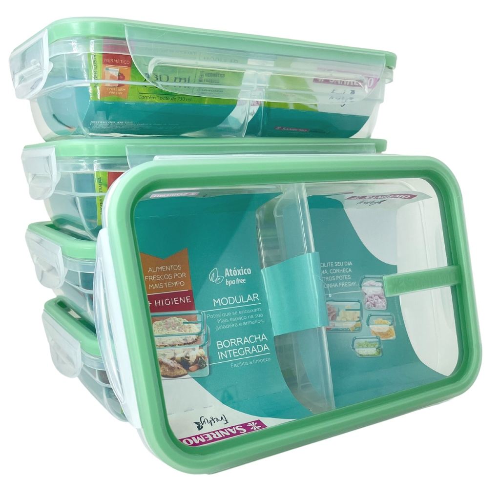 Kit 4 Potes Airtight 730ml Sanremo – Armazenamento Prático e Seguro