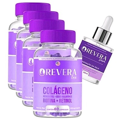 Kit 4x Revera Caps Colágeno + Sérum: Resultados Visíveis em Poucas Semanas!
