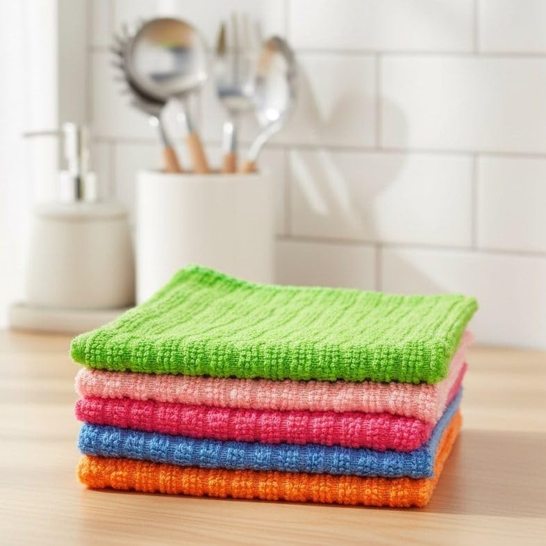 Kit 5 Panos de Limpeza em Microfibra 30x30cm - Alta Absorção e Versatilidade