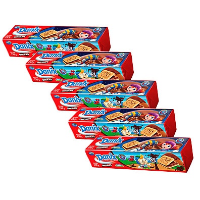 Kit 5 Biscoitos Danix Smurfs Chocolate 130g