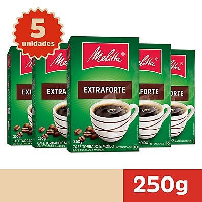 Kit 5 Cafés Melitta® Extra Forte Vácuo 250g – Sabor Intenso e Frescor Garantido