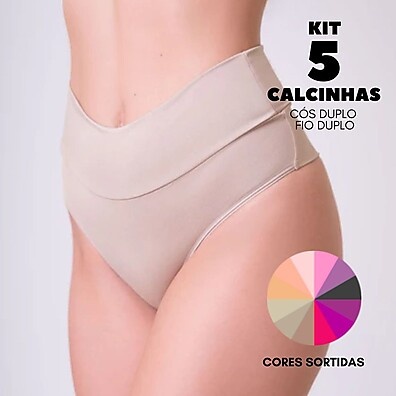 Kit 5 Calcinhas Fio Dental Duplo Cintura Alta: Conforto e Estilo