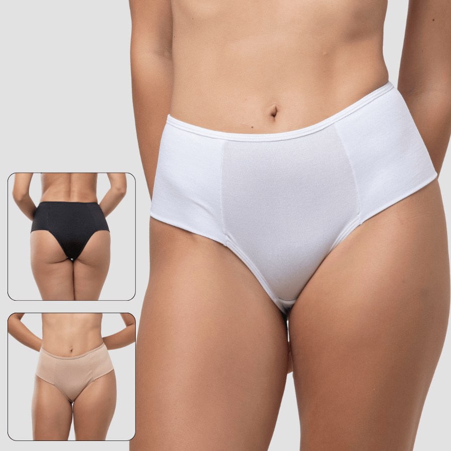 Kit 5 Calcinhas Pala Dupla Cintura Alta para Segurar Barriga com Conforto