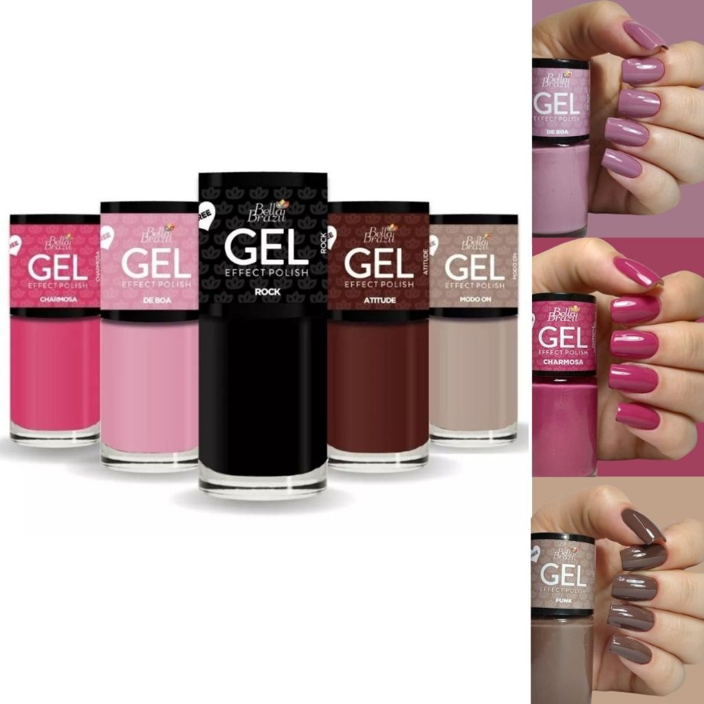 Kit 5 Esmaltes Bella Brazil: Efeito Gel Perfeito!