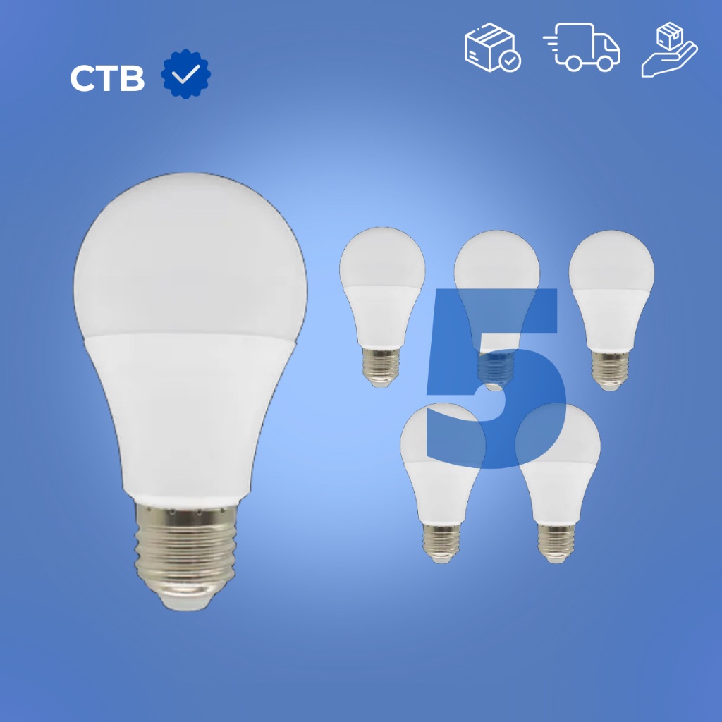 Kit 5 Lâmpadas LED 12W Bivolt E27 6500K Luz Branca Fria CTB
