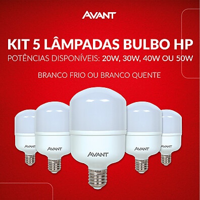 Kit 5 Lâmpadas LED HP até 50W – Iluminação Potente e Econômica