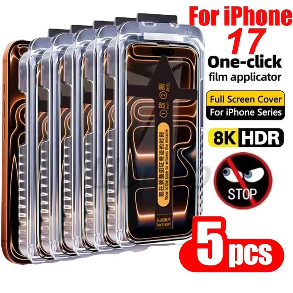 Kit 5 Películas Privacidade iPhone 17 Pro/Max/Air + Aplicador