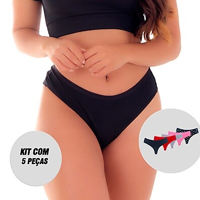 Kit 5 Tangas Femininas de Algodão com Fio Duplo - Conforto e Estilo