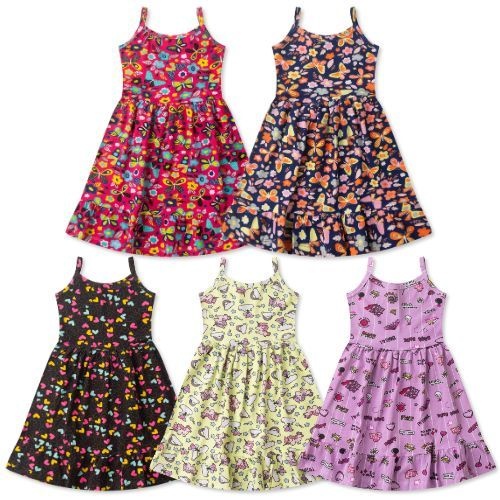 Kit 5 Vestidos Estampados para Meninas – Estilo e Diversão em Cada Peça!