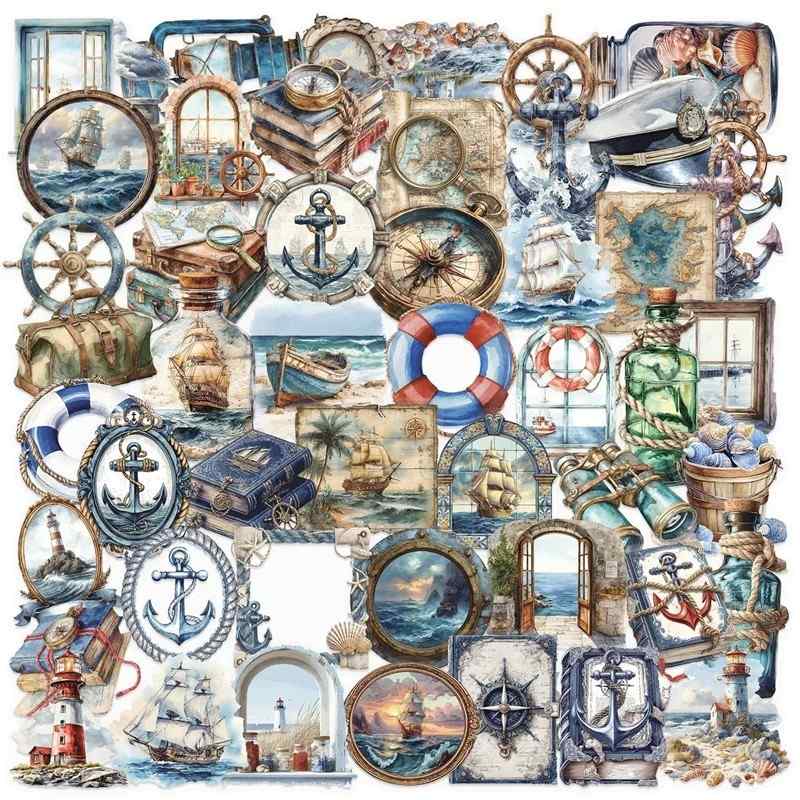 Kit 50 Adesivos Vintage Navegação: Personalize com Estilo