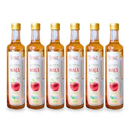 Kit 6 Vinagre De Maçã Orgânico Acidez 4,2% Fazenda São Roque 500 ml