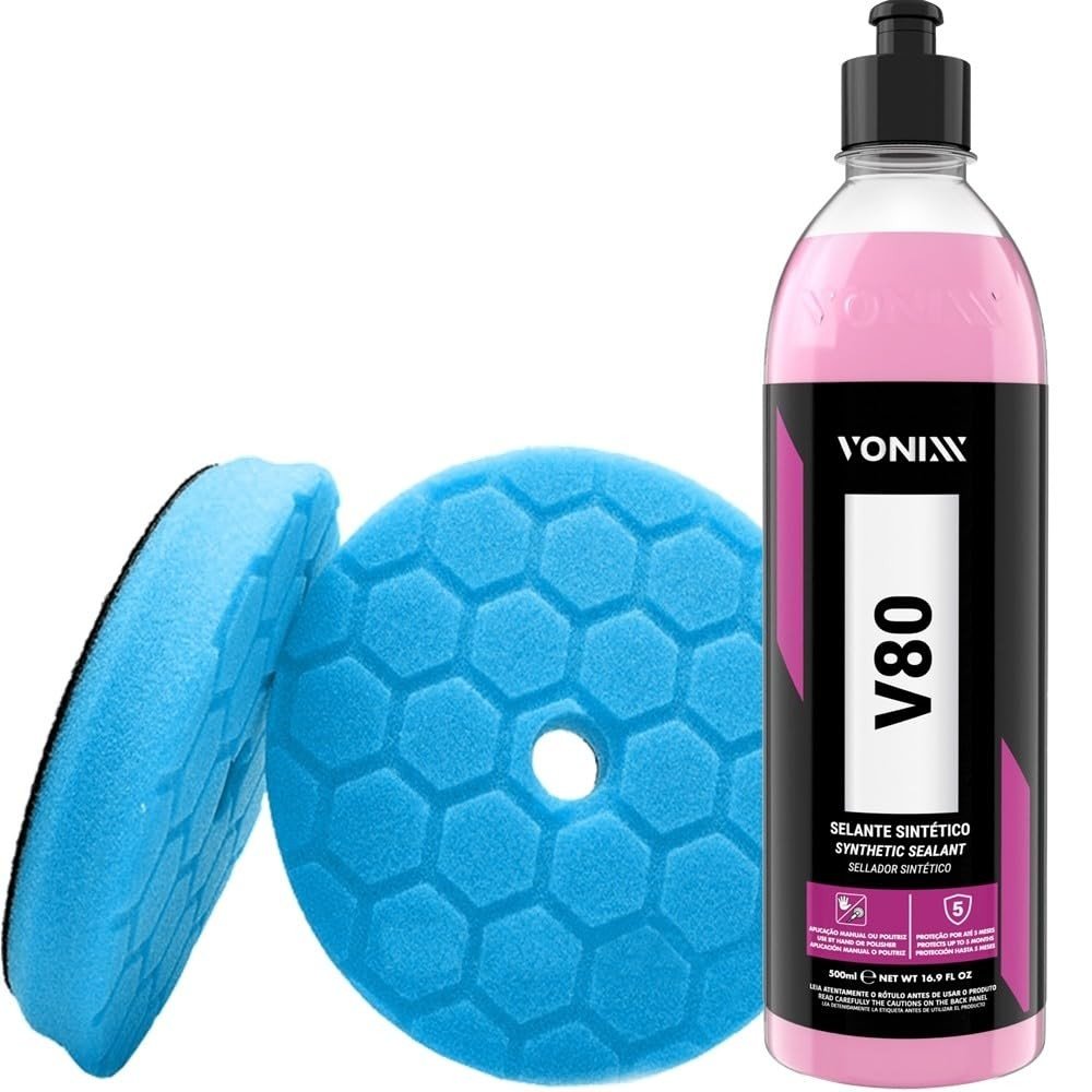 Kit Essencial: Selante V80 Vonixx 500ml + Boina Colmeia Leadmax para Refino Perfeito